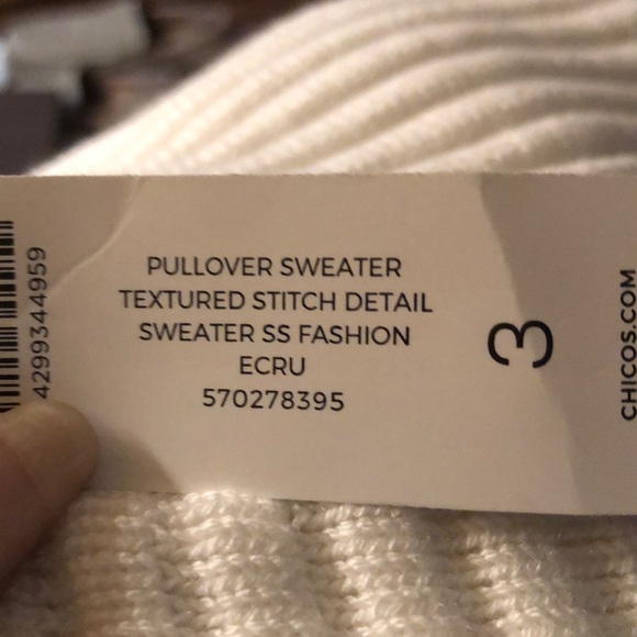 Chico's Pullover Ivory Sweater New with Tags - Picture 5 of 8